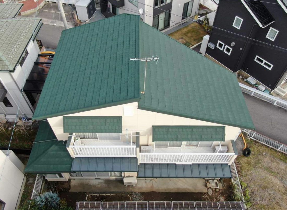長野県長野市で外装リフォーム　屋根をTルーフで重ね葺き　外壁フッ素塗装　Asmile(アスマイル)現場