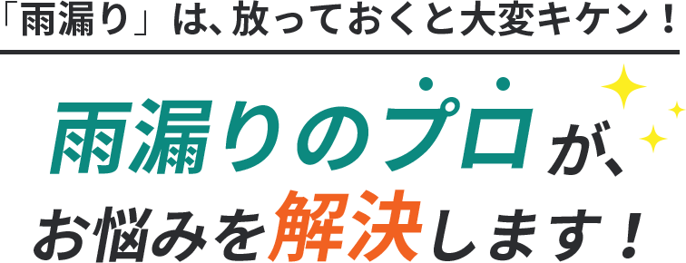 「雨漏り」は、放っておくと大変キケン！雨漏りのプロが、お悩みを解決します！