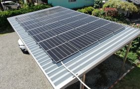 長野県千曲市 カーポートに太陽光発電システム5.68ｋｗ設置