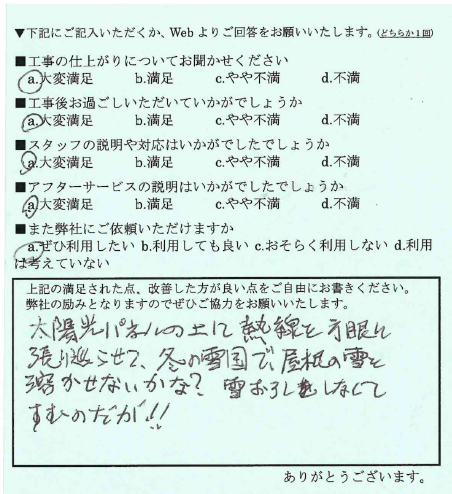 屋根の雪を溶かせないかな？ 写真
